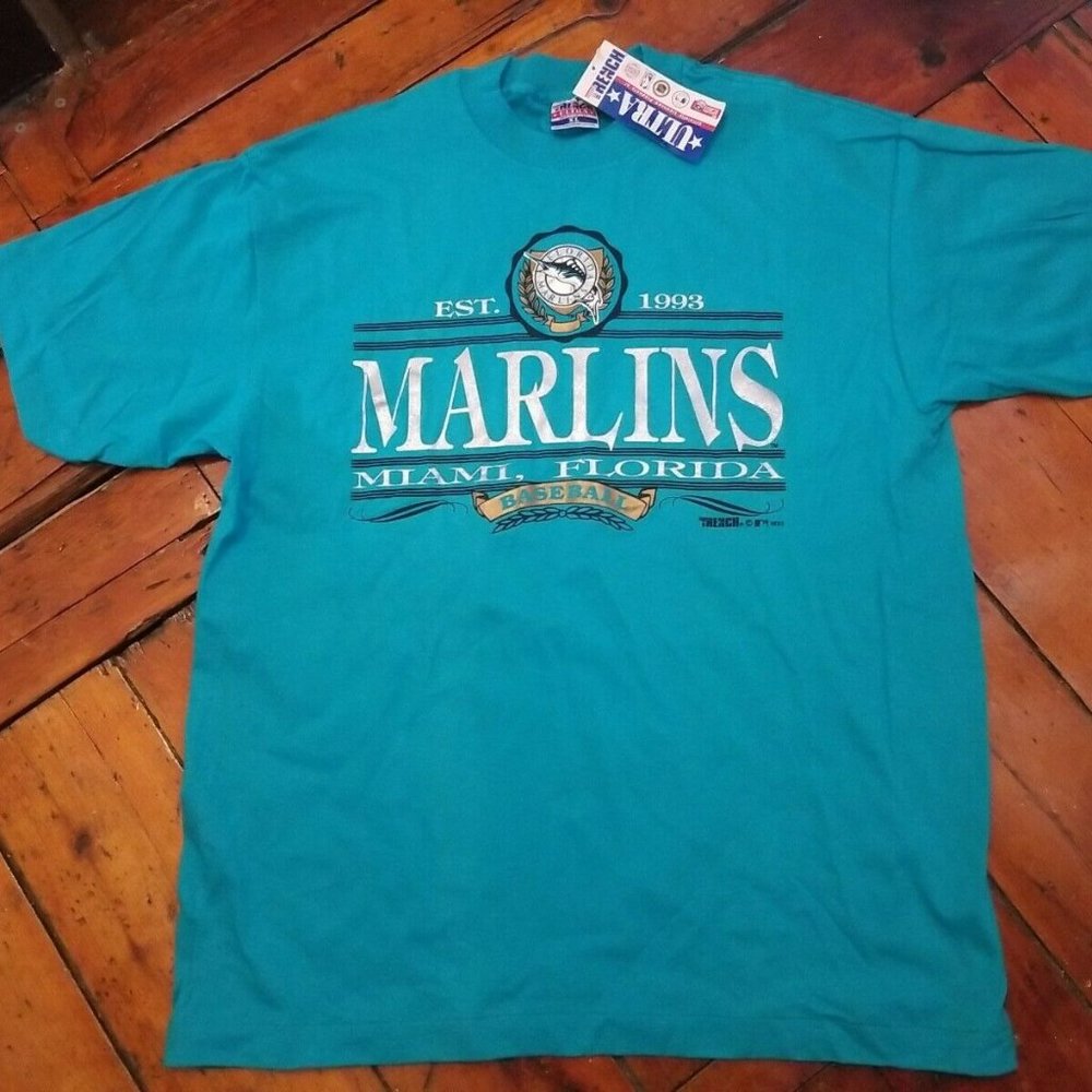 NWT Vintage 1992 Trench Ultra Florida Marlins Men's T-Shirt Sz XL